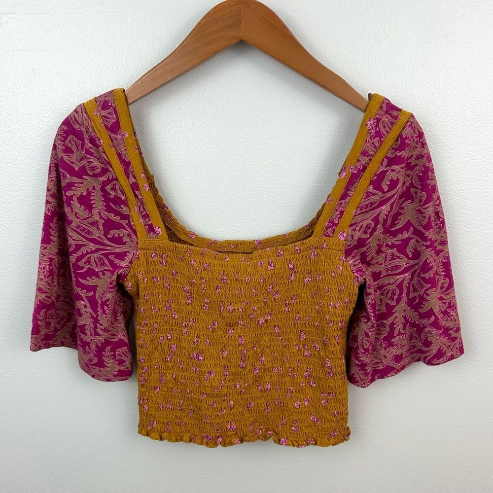 Free People Marigold Smocked Crop Top NWT Size XS Coastal Summer Cute